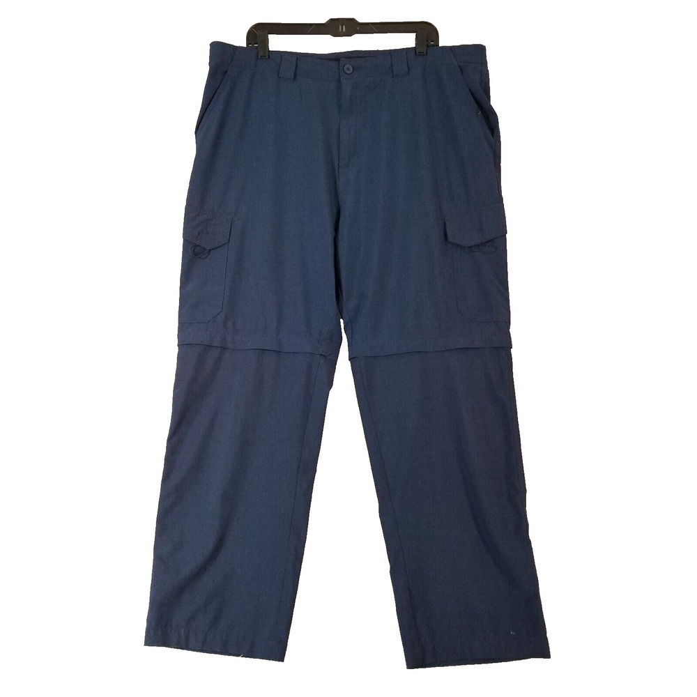 Reel Legends Cargo Pants Men 40 Blue Outdoor Convertible Zip Off Stretch Dri-Fit